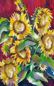 Summer Sunflowers in Red